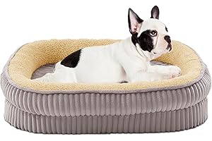 DEBANG HOME Orthopedic Dog Bed for Small Dogs Breeds, High Density Egg Crate Foam Dog Sofa Beds,Oval Kennel Bed, Pet Couch Bed with Four Sided Bolster, Removable Washable Cover& Non-Slip Bottom