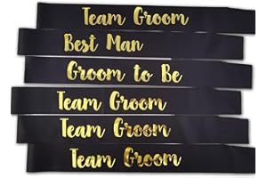 MUMUNN 6 PACK Bachelorette Sashes for Groom and Groomsmen, Black Best Men Team Groom Sashes for Men Bachelor Party Decoration