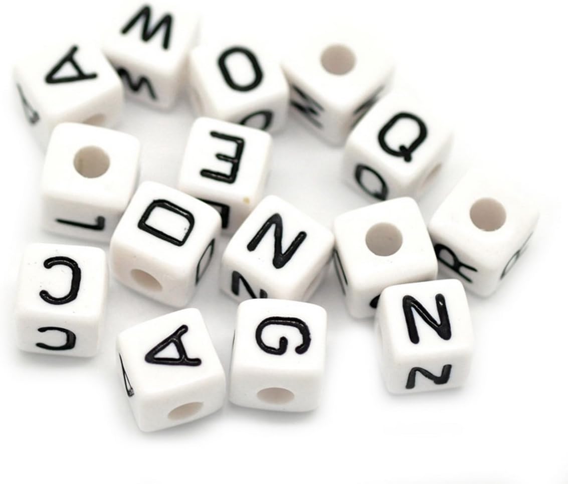 Housweety 100 Mixed Cubic Acrylic Letter/ Alphabet Beads 10x10mm