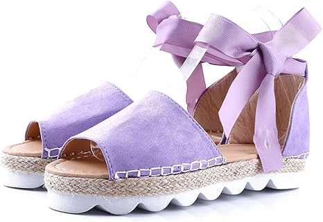 Amazon Co Jp Bee Blue サンダル レディース レースアップ 厚底 ビーチサンダル ウェッジソール リボン付き 魚の口 オープントゥ おしゃれ ローマ風 編み ビーチサンダル 滑り止め ホーム キッチン