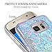 Galaxy S7 Edge Case, Wuloo Samsung Galaxy S7 Edge Soft TPU Case Fashion Creative Design Flowing Liquid Floating Luxury Bling Glitter Sparkle Love Heart Case Cover for Girls Children (PinkBlue)