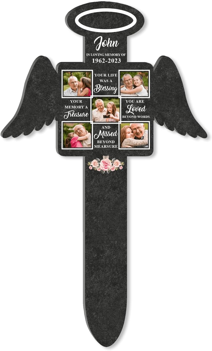 Decorative Garden Stakes - CustomizeAF Personalized Memorial Garden Stakes, Your Life was A Blessing - Memorial Gifts for Loss of Loved One. Cemetery Decorations for Grave (PS35)