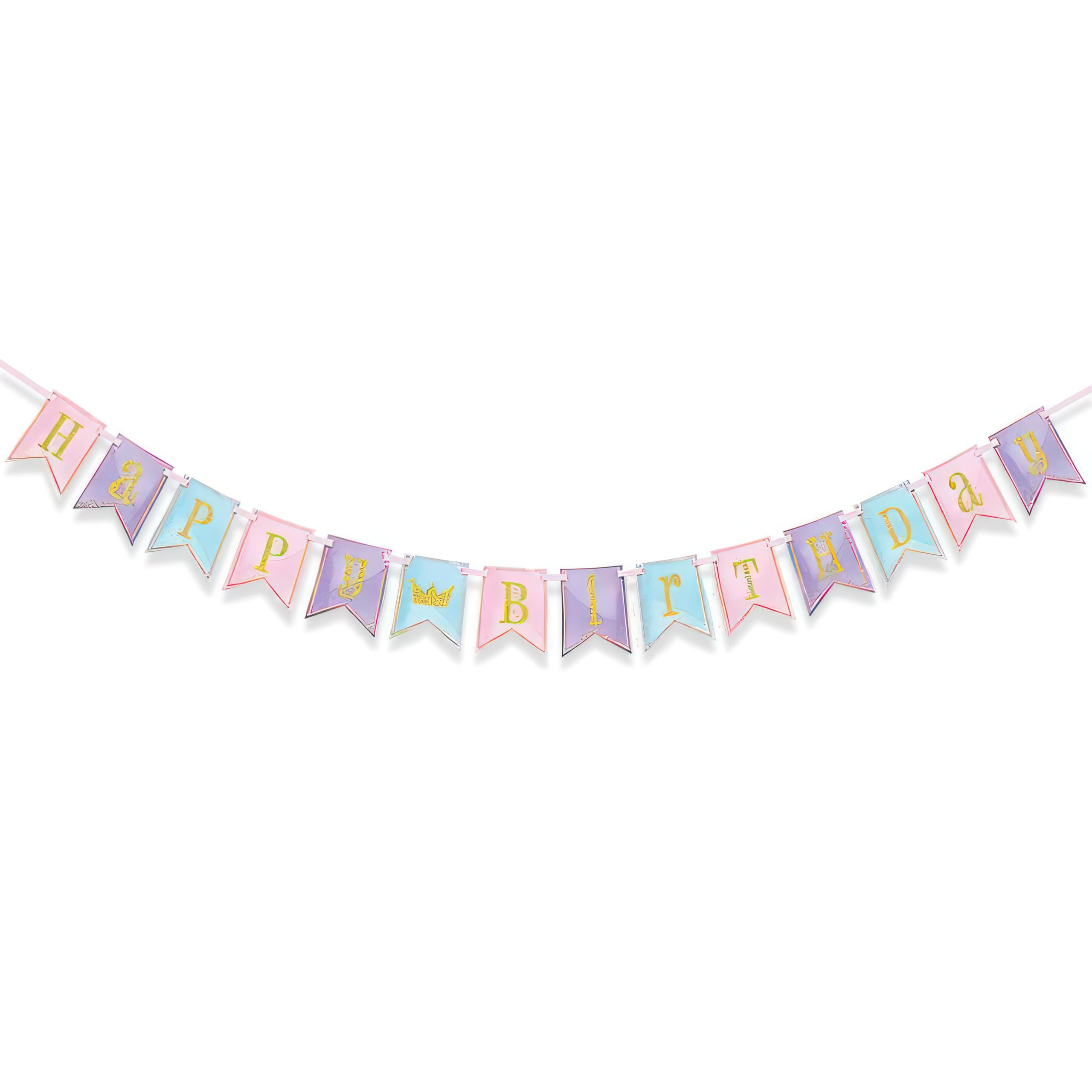 Multicolor Glitter Magical Princess Birthday Pennant Banner (213cm) 1 Piece - Perfect Party Décor for Your Little Princess