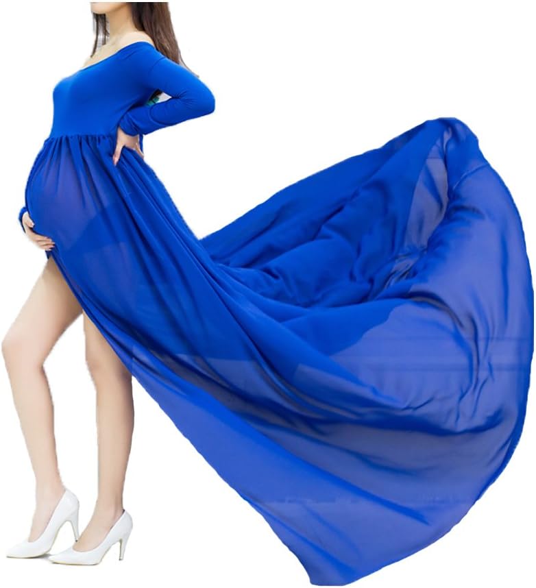 xuanranMaternity Dresses Strapless Gown, Sexy Pregnant Women Photography Props Split Front Off Shoulder Dress for Pregnant Women Photos Shoot