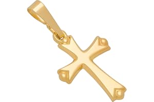 MAZZERI 14k Gold Cross Pendant, Hypoallergenic Gold Religious Charms for Men and Women, Handcrafted in the USA - St Thomas Cross (0.8 Inch)