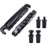 Cheerock Tune-O-Matic Electric Guitar Bridge and Tailpiece Set for Les Paul | black metal hardware set, LP SG style replacement, improved string intonation, standard post spacing, solid zinc construction