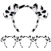 Beviliu Dalmatian Ears Headband - 4 Pack Fluffy Puppy Headband for Costume, Makeup, Halloween Party Cosplay