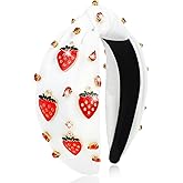 YARIEW Strawberry Headband Knotted Headbands for Women Strawberry Hair Accessories Boho Red Headband for Strawberry Party Decorations Hawaiian Party Favors Summer Beach Wedding