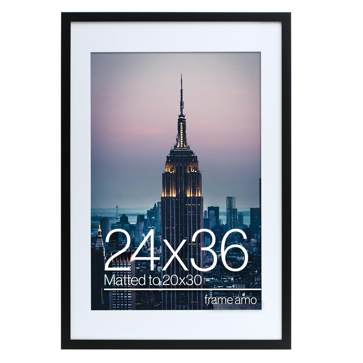 Frame Amo 24x36 Black Picture Frame with 19.5x29.5