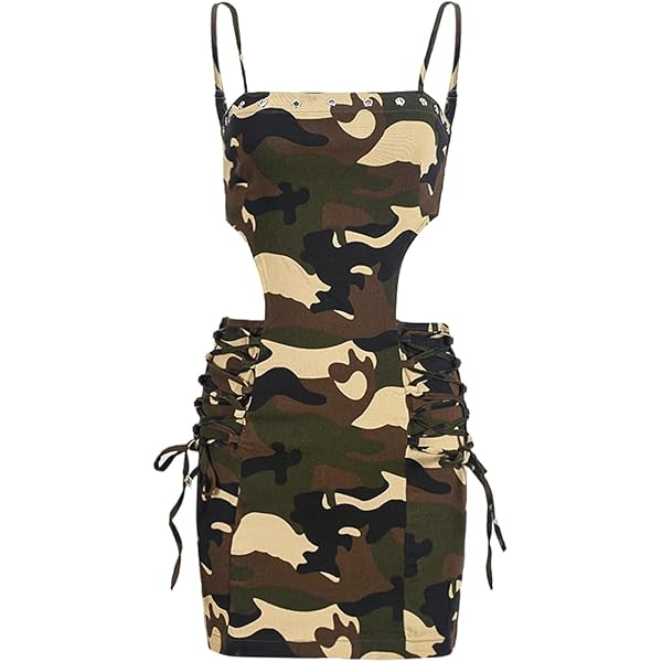 Amazon.com: VANCOL Women Sexy Bodycon Spaghetti Strap Camouflage Evening  Party Cocktail Short Mini Dress (Army Green, S) : Clothing, Shoes & Jewelry