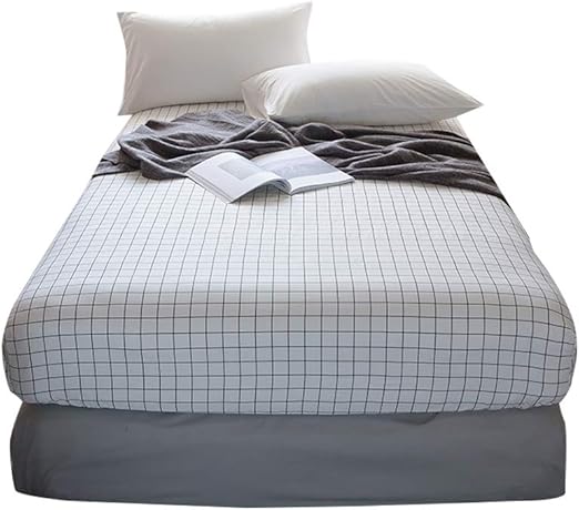 Otob 100 Cotton Black White Plaid Sheets Children Grid Fitted Sheets Soft Single Deep Fitted Bed Sheet Twin Size Twin Black White Trueyogaevergreen Com