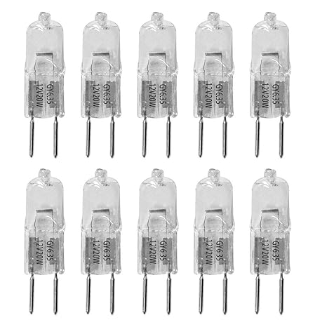 Vstar 10 Stück Halogenlampe,GY6.35 Sockel,20W,300 Lumen,klar,Warmweiß - 2700K, 10er-Pack (20W)