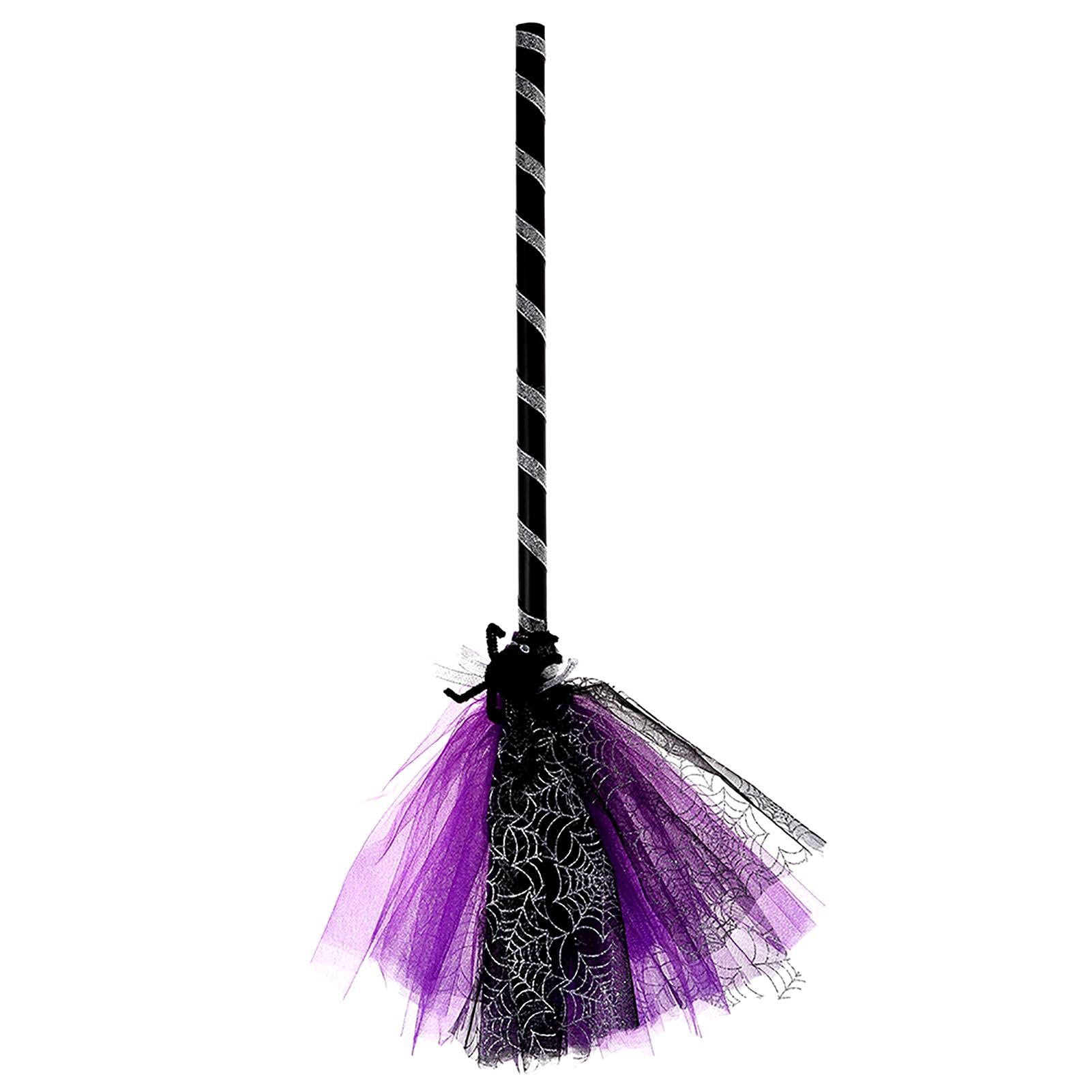 Photo 1 of NSVJVY Kids Witch Broom, Halloween Broomstick, Photography Prop Toy, Cosplay Dress Up Costume Party Cute Witch Broom (Purple)