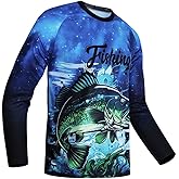 YOUALSO Mens Fishing Shirt Long Sleeve, Fishing Jerseys Fish Tshirts - Breathable, Cooling, Light-Weight