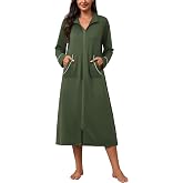 Ekouaer Women Zipper Robes Long Sleeve Lightweight House Coats with Pockets | Zip Up Robes for Women, Long House Coats with Pockets, Lightweight Soft Housecoat, Zippered Bathrobe, Ladies Loungewear S-3XL