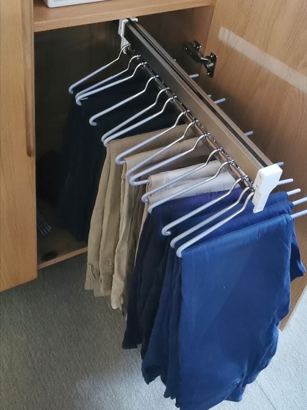 Pull Out Clothes Rail 30-80cm, Steel Extendable Closet Rod For Pants Clothing Storage, Wardrobe Adjustable Clothes Hanger Rail Space Saving, Load 25kg (Size : 500mm)