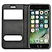 iPhone 8 Plus Case, iPhone 7 Plus Case Ultra Thin Flip Cover Case Dual Window View Stand Feature Genuine Leather Phone Case for Apple iPhone 7 Plus/ 8Plus by Make mate (Black)