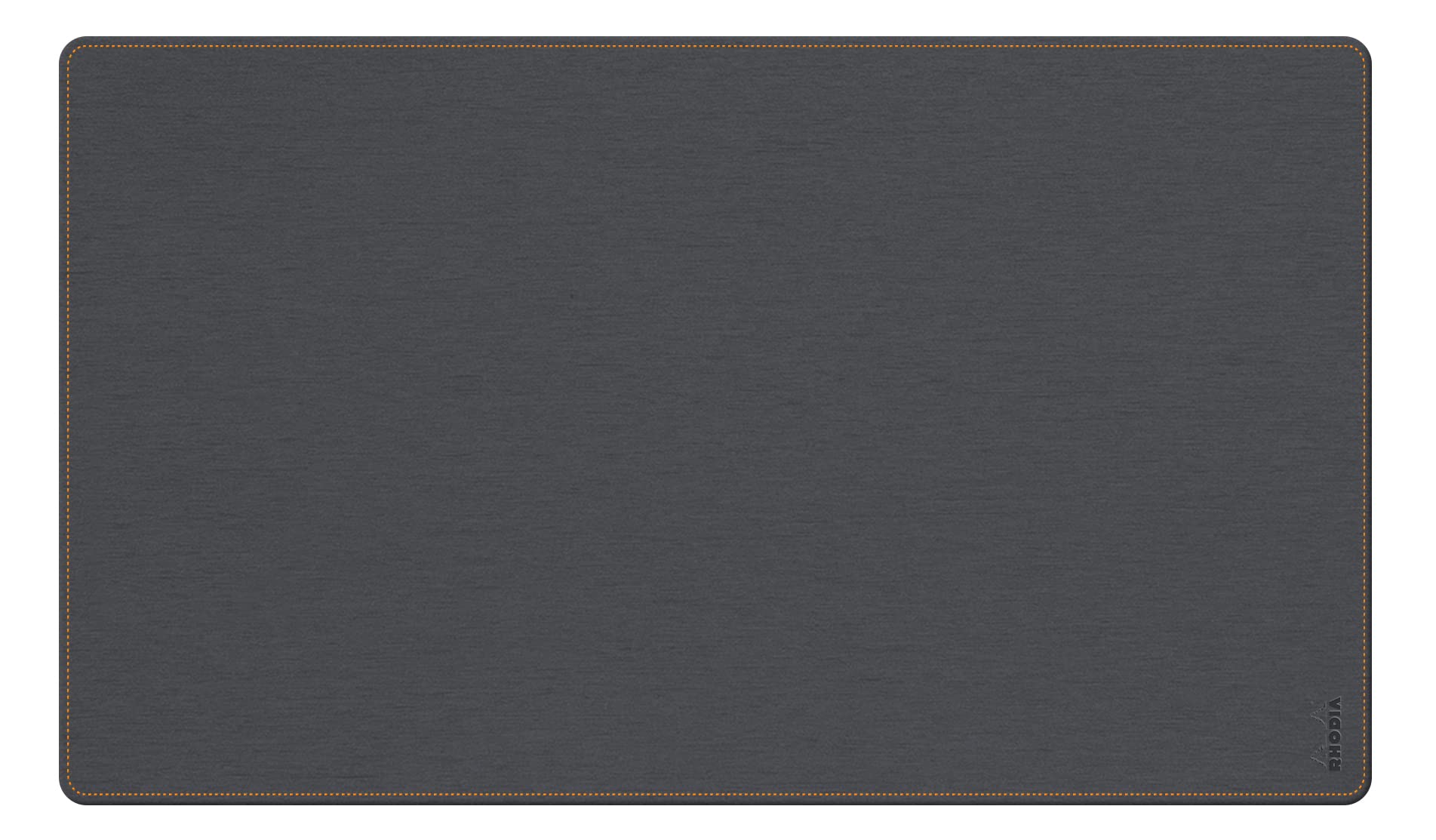 RHODIA 194310C - Titanium Soft Desk Pad - Size L (90x43 cm) - Italian Faux Leather - Orange Saddle Stitching - Rhodiarama Home Office Collection - Office Organization & Designer Storage