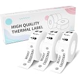 NDYIN Labels N12 Label Maker Tape14x40mm, 3-Roll White | Self-Adhesive Thermal Label Printer Paper 0.55"x1.57" Black on White Sticker Compatible with N12 Label maker, 180 Labels/Roll