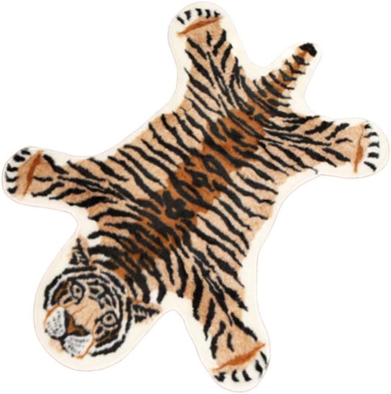 SUPVOX Tiger Print Rug Faux Fur Area Rug Carpet Shag Rug Foot Pad