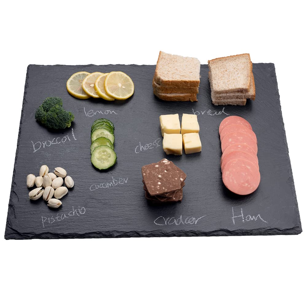 WLWNWFT Large Slate Serving Plate, 30 x 40 cm, with Chalk Pen, Buffet & Cheese Plate