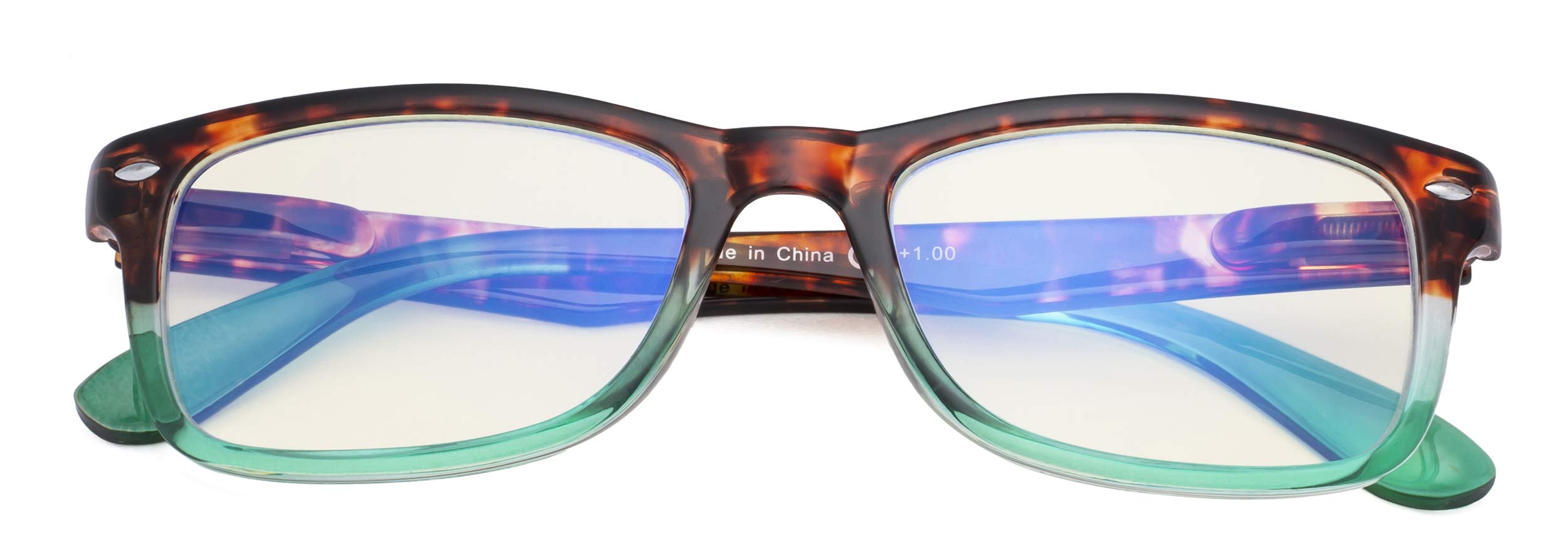 CessBlu Blue Light Blocking Glasses for Women Men Reading Digital Screen UV Glare Filter Computer Readers (Tortoise Green) +3.0