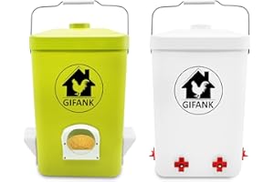 GIFANK Chicken Feeder and Waterer Set,3 Gallon Automatic Chicken Feeder No Waste,Hanging Poultry Kit with Chicken Waterer Nipples and Feeding Ports,Coop Accessories
