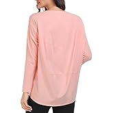 HeyNuts Women's Pima Cotton Long Sleeve Workout Shirts Boat Neck Athletic Loose Fit Soft Tops Fall Casual Shirts