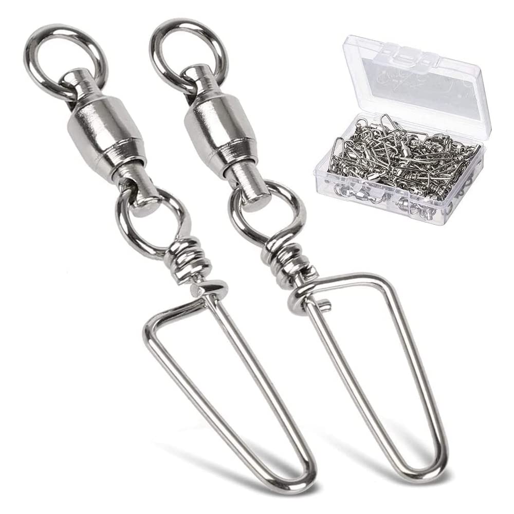 9Tong 25pcs 48lbs High Strength Stainless Steel Fishing Swivels with Barrel Swivel for Freshwater and Saltwater Fishing