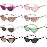 Fumwase 8PCS Cat Eye Sunglasses for Women Vintage Colorful 90s Trendy Sun Glasses for Halloween Cossplay Party
