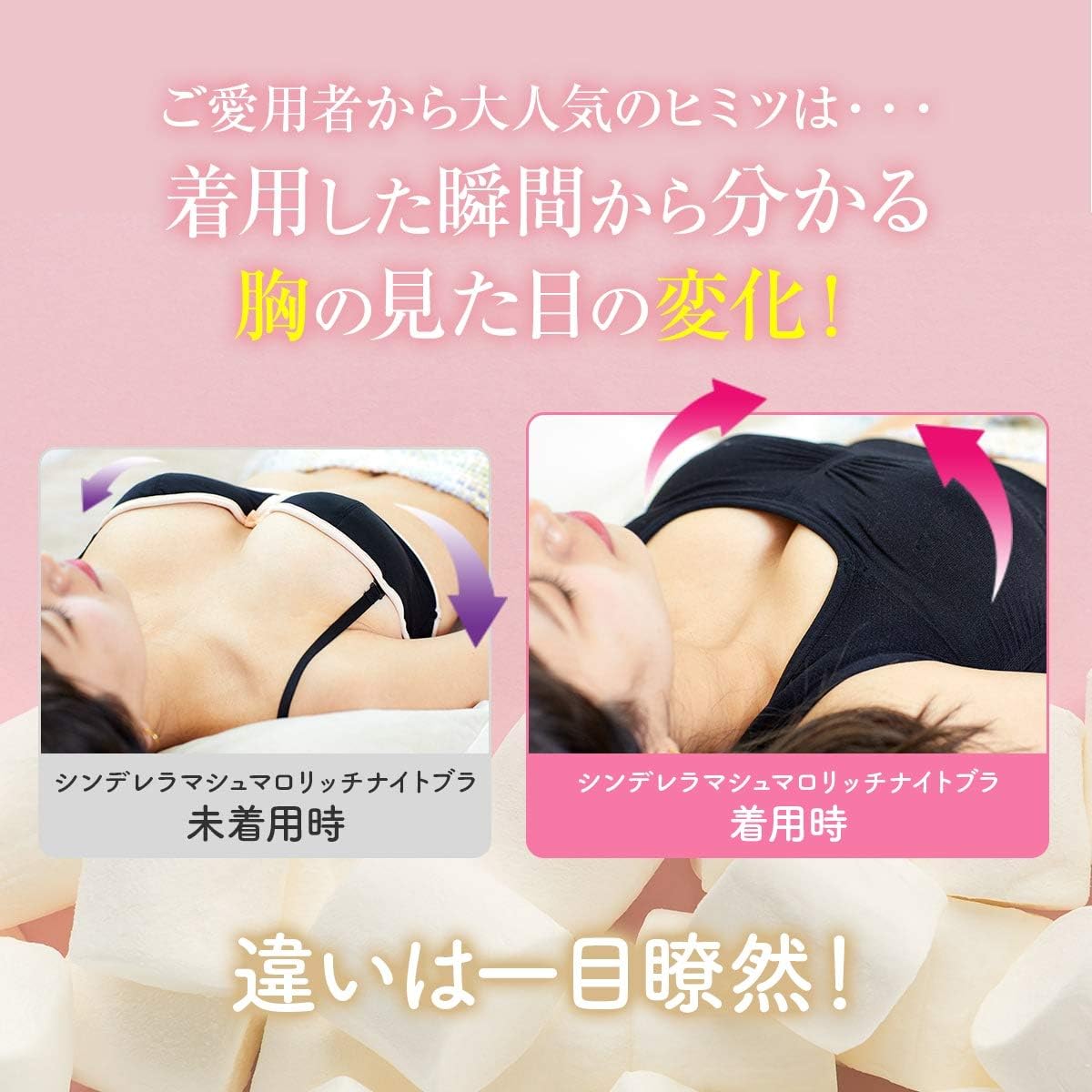 Amazon Co Jp 3枚セット シンデレラマシュマロリッチ ナイトブラ 育乳ブラ 夜用ブラジャー ノンワイヤー バストケア Mサイズ ドラッグストア