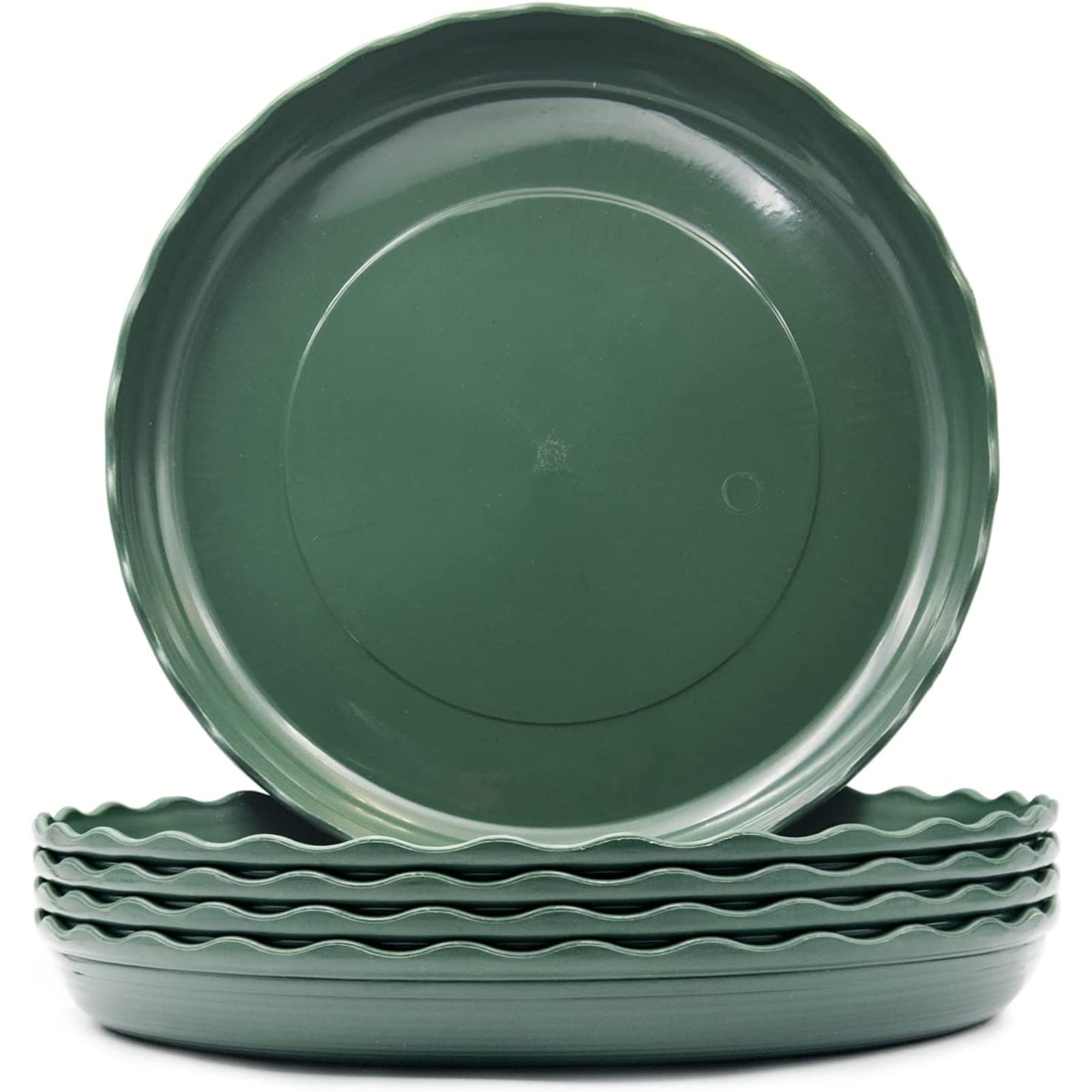 Pubiao 5 Pack Plant Saucers Durable Plastic Plant Pots Thicker Garden Flower Pot Sturdy Round Plant Drip Tray with Laciness for ​Indoor Outdoor Garden Flowerpot (25 cm)