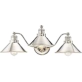 Kira Home Welton 25.5" 3-Light Modern Farmhouse Bathroom Light, Vintage Vanity Barn Light, Polished Nickel Finish