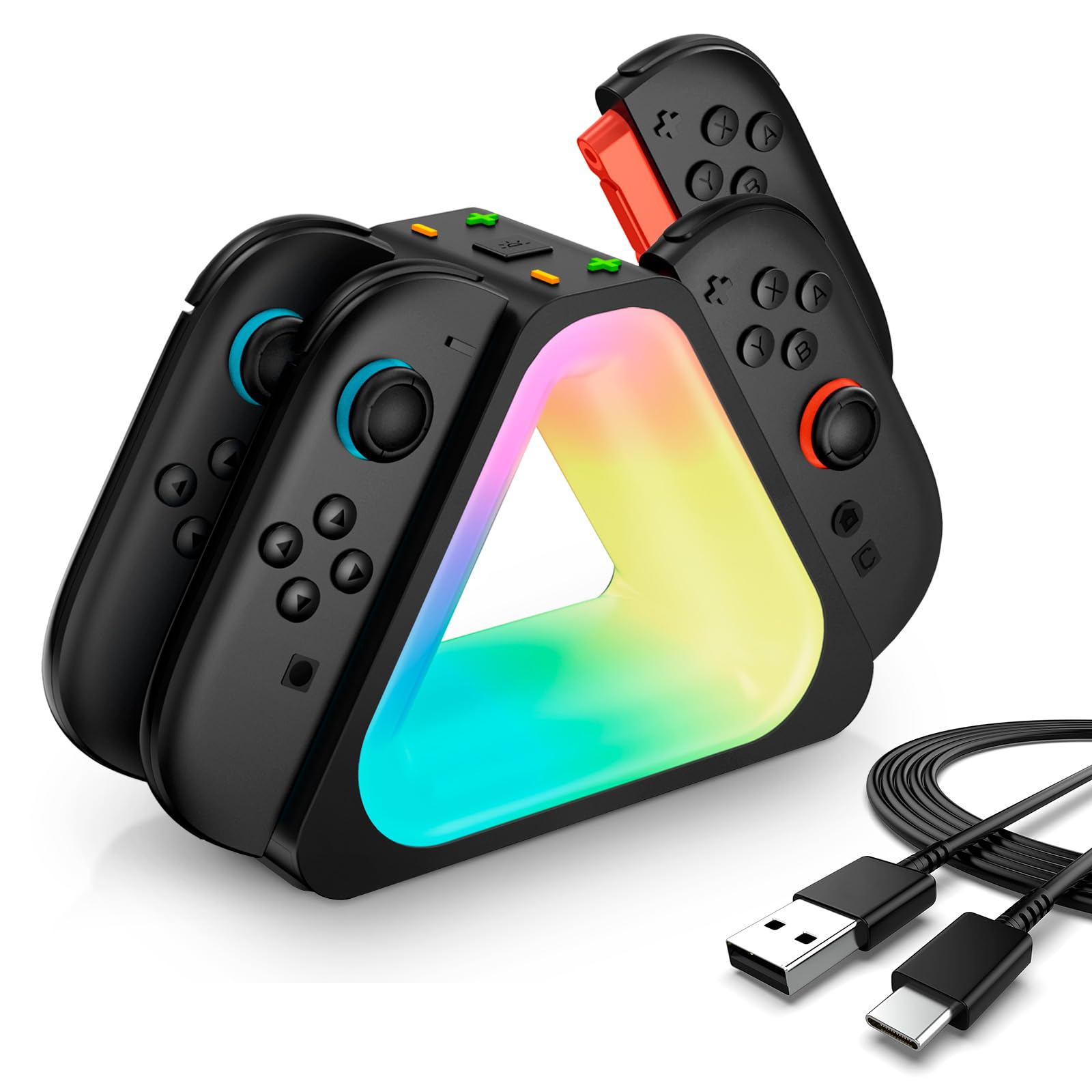 Photo 1 of i-Blason Charging Dock for Nintendo Switch 2 Joycon Controller, [7 Adjustable RGB Lighting] [Magnetic Design] 4 in 1 Fast Charger Station for Switch 2 Joycon with LED Indication & Type-C Charger Cable