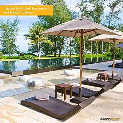 Amazon Com Shademobile Outdoor Umbrella Stand W Easy Rolling Base Up To 125lb Heavy Duty Universal Design For Weighted Commercial Patio Deck Big Mobile Sun Shade W Hidden Wheels Bronze