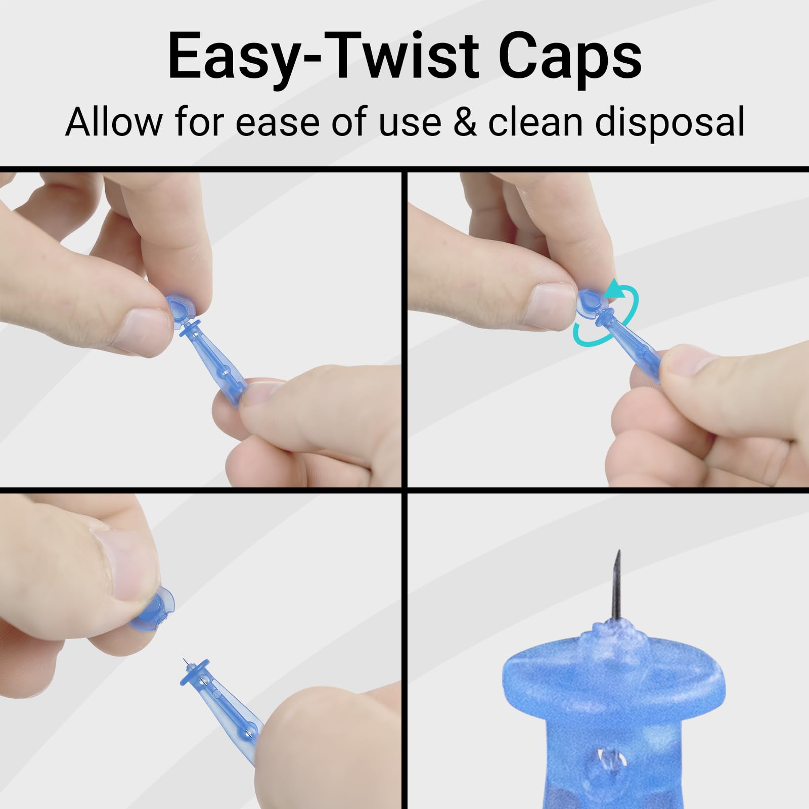 Vive Precision Easy-Twist Lancets for Diabetes Blood Sugar Extraction Testing, 30 Gauge Single Use Disposable Finger Pricker Needle Pen for Glucose Monitoring Devices (300 Easy-Twist Lancets)