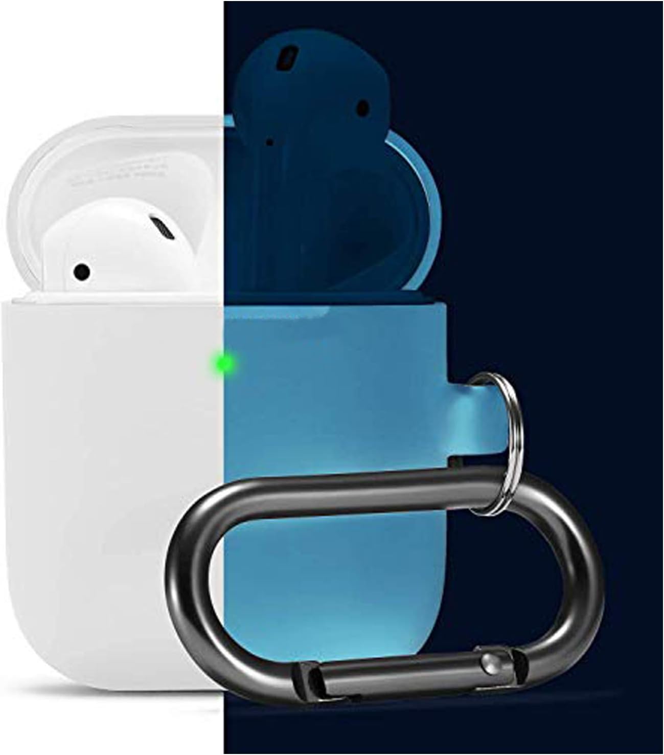 Camyse Airpods Case, Airpod Silicone Skin Cases Cover, Full Protective Durable Shockproof Drop Proof with Keychain Compatible with Apple Airpods 2 &1 Charging Case ,Airpods Accesssories(Night Glow)