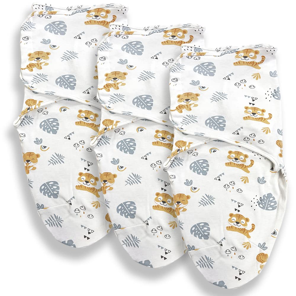 Callowesse 100% Cotton Newborn Swaddle 0.5 TOG – Adjustable Baby Swaddle Wrap, Baby Essential – Curious Cubs Pack of 3