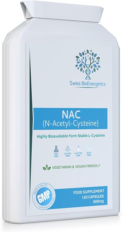 Swiss BioEnergetics N-Acetyl Cysteine 600mg 120 Capsules Vegan