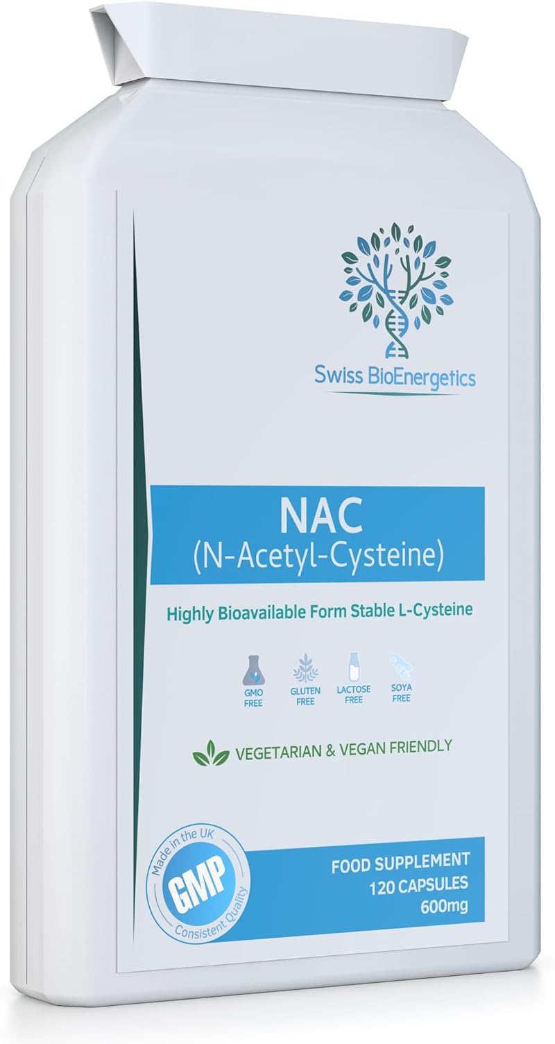 Swiss BioEnergetics N-Acetyl Cysteine 600mg 120 Capsules Vegan