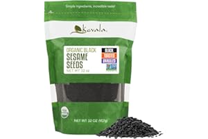 Kevala Organic Black Toasted Sesame Seeds - Unhulled Seeds for Baking and Cooking, Roasted Black Sesame for Asian Cuisine, Contain Unsaturated Fats and Lignans, Convenient Resealable Bag, 2 lb, 32 oz