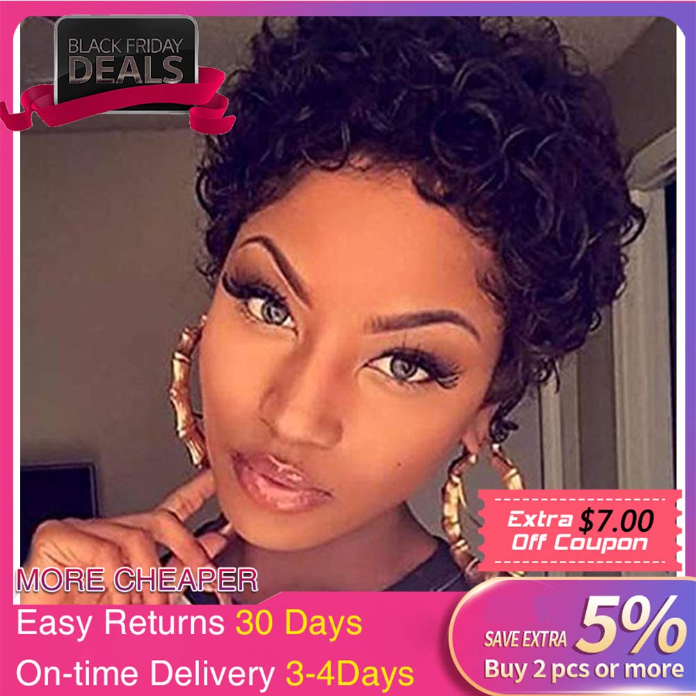 Galleon Wicca 8a 150 Glueless Short Curly Human Hair Lace Front