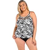 24th & Ocean Womens Underwire Cutout High Neck Tankini Swimsuit Top