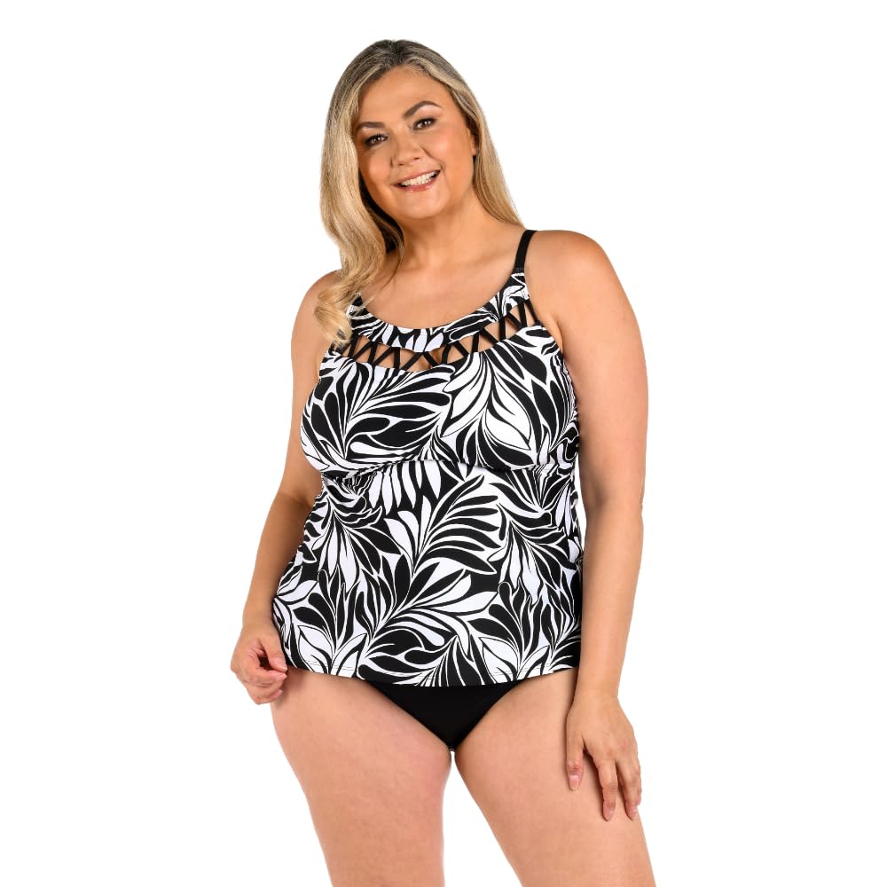 Photo 1 of 24th & Ocean Women's Standard Underwire Cutout High Neck Tankini Swimsuit Top, Multi//Prima Paisley