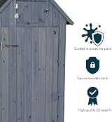 Airwave Bideford Wooden Garden Tool Cabinet Shed Grey 3 Storage Spaces view 2