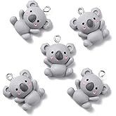 KitBeads 30pcs Resin Koala Charms - Grey Flatback Cartoon Animal Charms for Jewelry Making Earrings Bulk