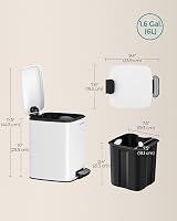 SONGMICS Kitchen Bin 6 L Steel Pedal Trash Bin with Inner Bucket view 7