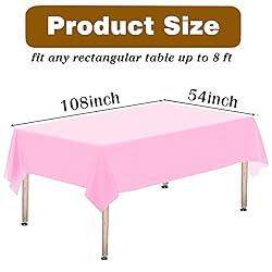 Kopokita 6PCS Pink Plastic Tablecloths 54 x 108