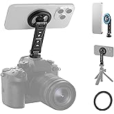 NEEWER Magnetic Phone Tripod Mount with Cold Shoe, Metal Portable Smartphone Holder Adapter for Tripod Camera Mounting Compatible with MagSafe iPhone Samsung Huawei Android for Video Recording, DS031