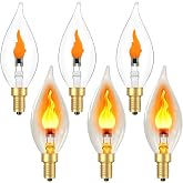 Vicstone LED E12 Flickering Light Bulb, Realistic Flame Light Bulbs | Crystal Class Candelabra Bulb, No Flicker for Indoor Outdoor Halloween Christmas Lantern Porch Patio Lamp Decorations, 6 Pack